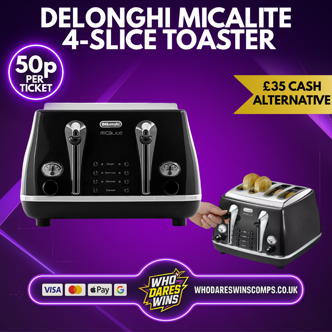 DELONGHI Micalite 4-Slice Toaster – Black